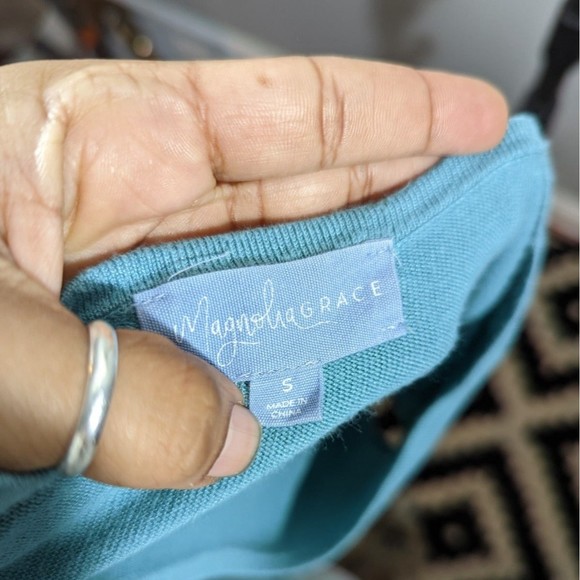 Magnolia Grace Teal Green Sienna Sweater Knit Dress Women's Size S - Picture 6 of 7